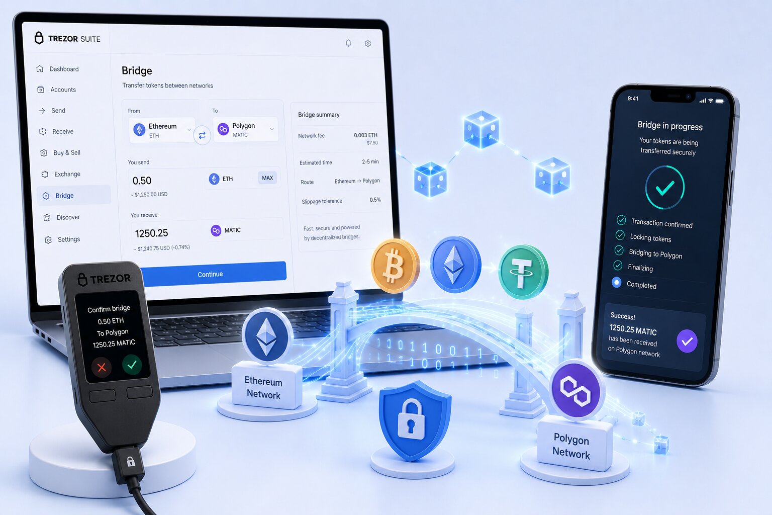 How to Bridge Tokens on Trezor Wallet