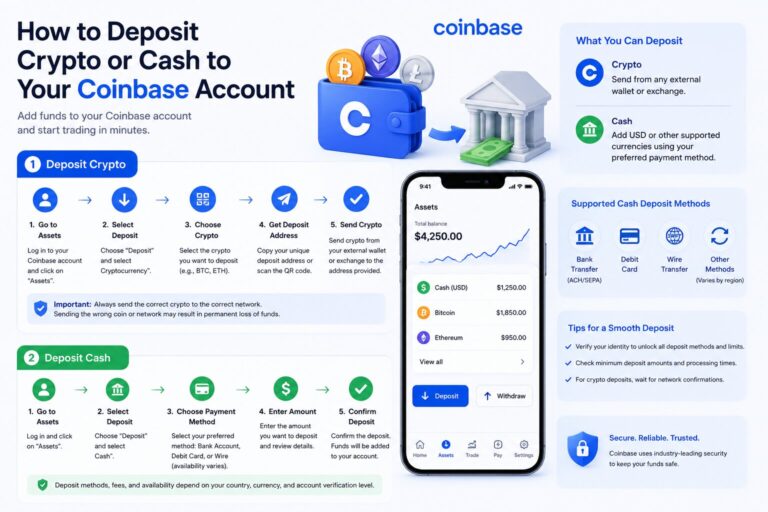 How to Deposit Crypto or Cash to Your Coinbase Account